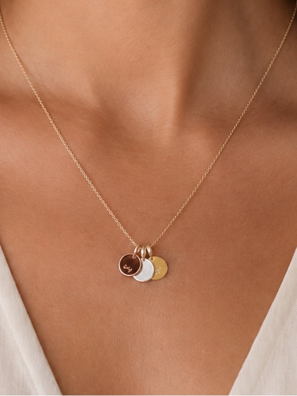 Dogeared 3 Wishes Mixed Metal Disc Necklace